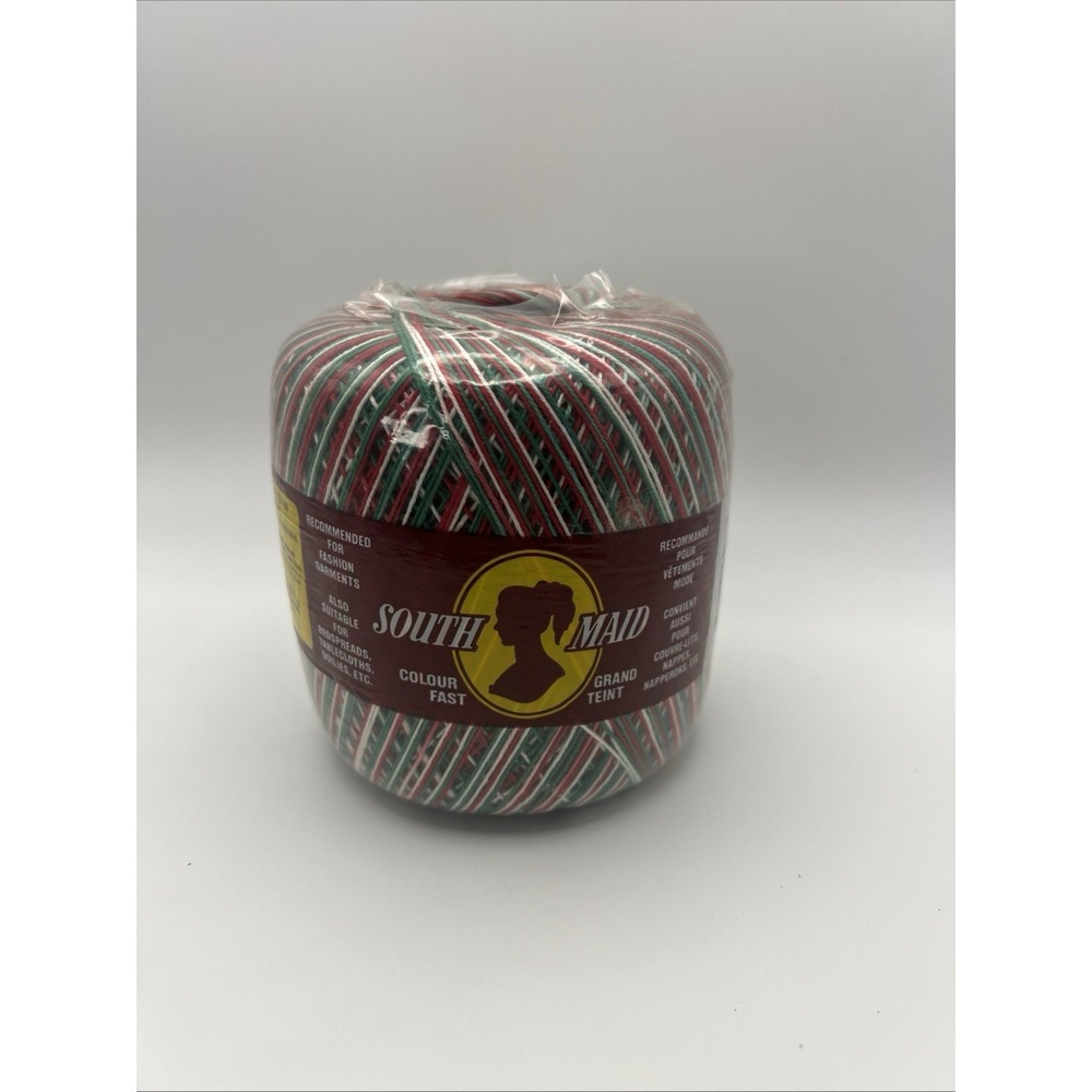 South Maid Cotton Crochet Thread Color 953 350 Yards Red Green White NIP
